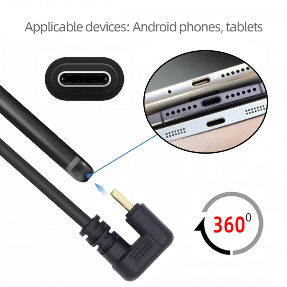 CY USB-C USB 3.1 Type-C Male to USB 3.0-A Female 10Gbps OTG Data Power Cable Opposite U Shape Back Angled UC-200-OS