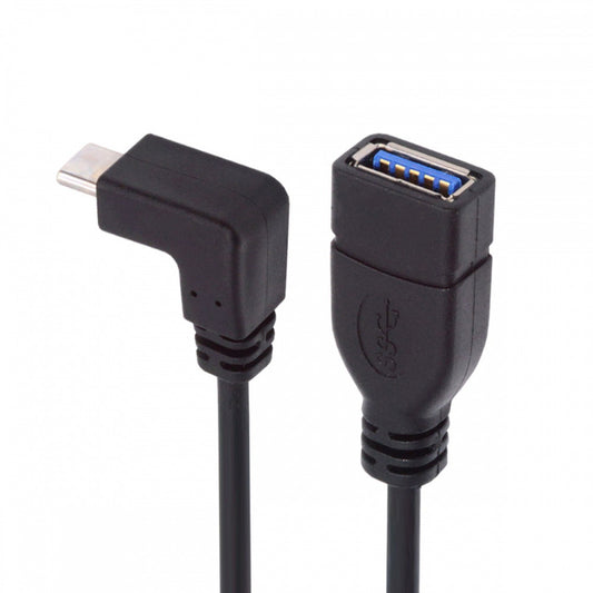 CY USB-C USB 3.1 Type-C Male to USB 3.0-A Female 10Gbps OTG Data Power Cable Up Down Angled UC-200-UP