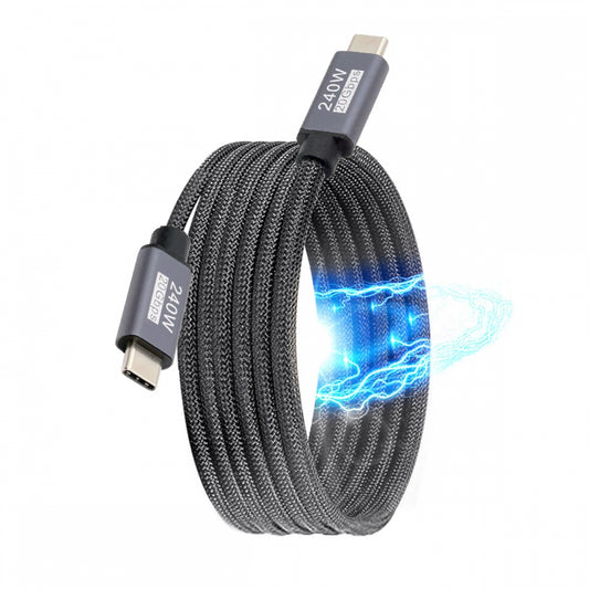 CY USB3.2 Magnetic Cable USB-C 20Gbps 240W 8K 5K 4K USB4.0 Hyper Super Coiled Type-C Fast Charging Cord UC-033-MG