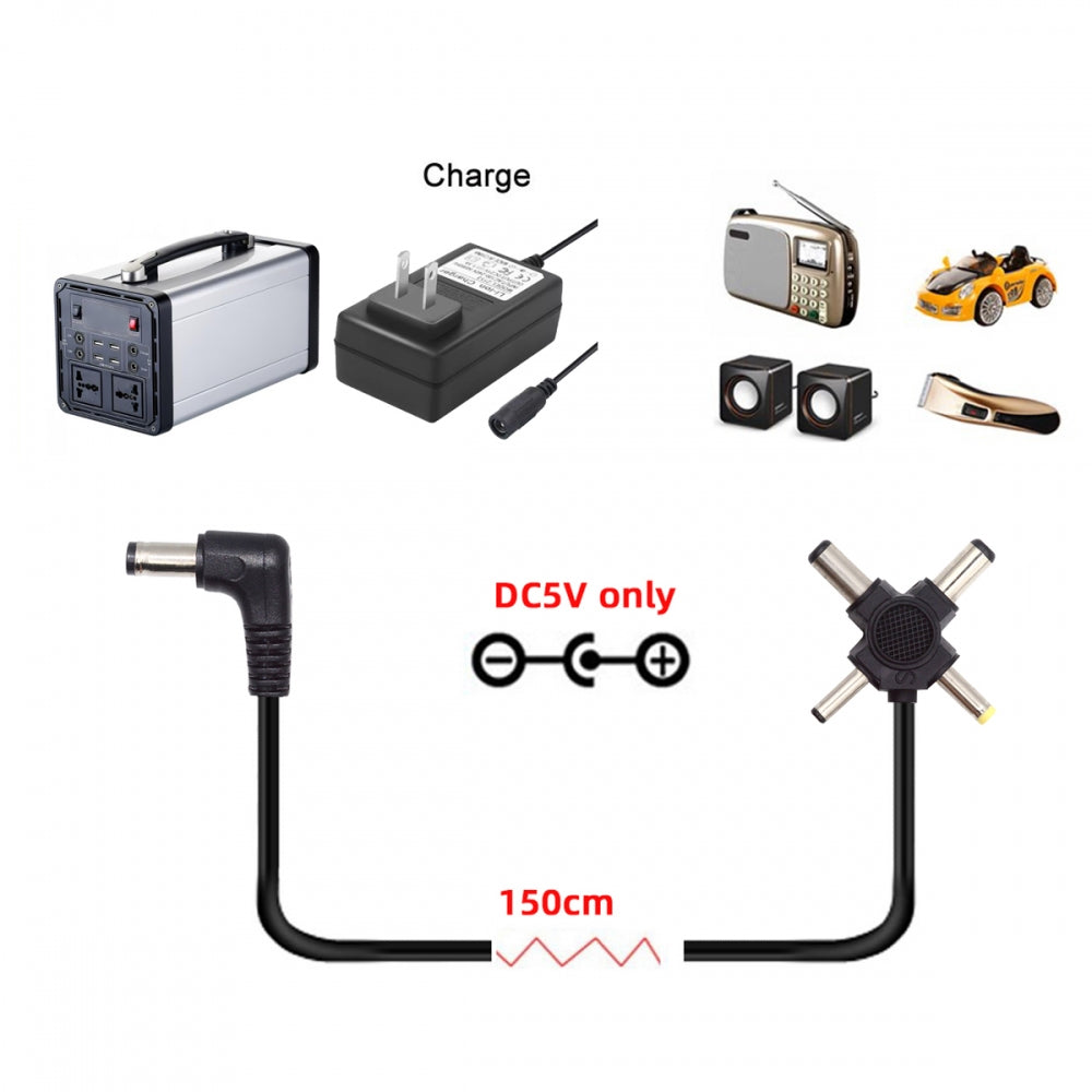 CY DC 5.5mm Plug to 4-in-1 DC 5V 5.5x2.5mm 5.5x2.1mm 4.0x1.7mm 3.5x1.3mm Power Plug Barrel Connector Charge Cable PW-010-DC