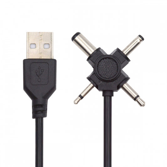 CY USB 2.0 Type-A Male to 4-in-1 DC 5V 5.5x2.1mm 4.0x1.7mm Mono 3.5mm 2.5mm Power Plug Barrel Connector Charge Cable PW-010-MO