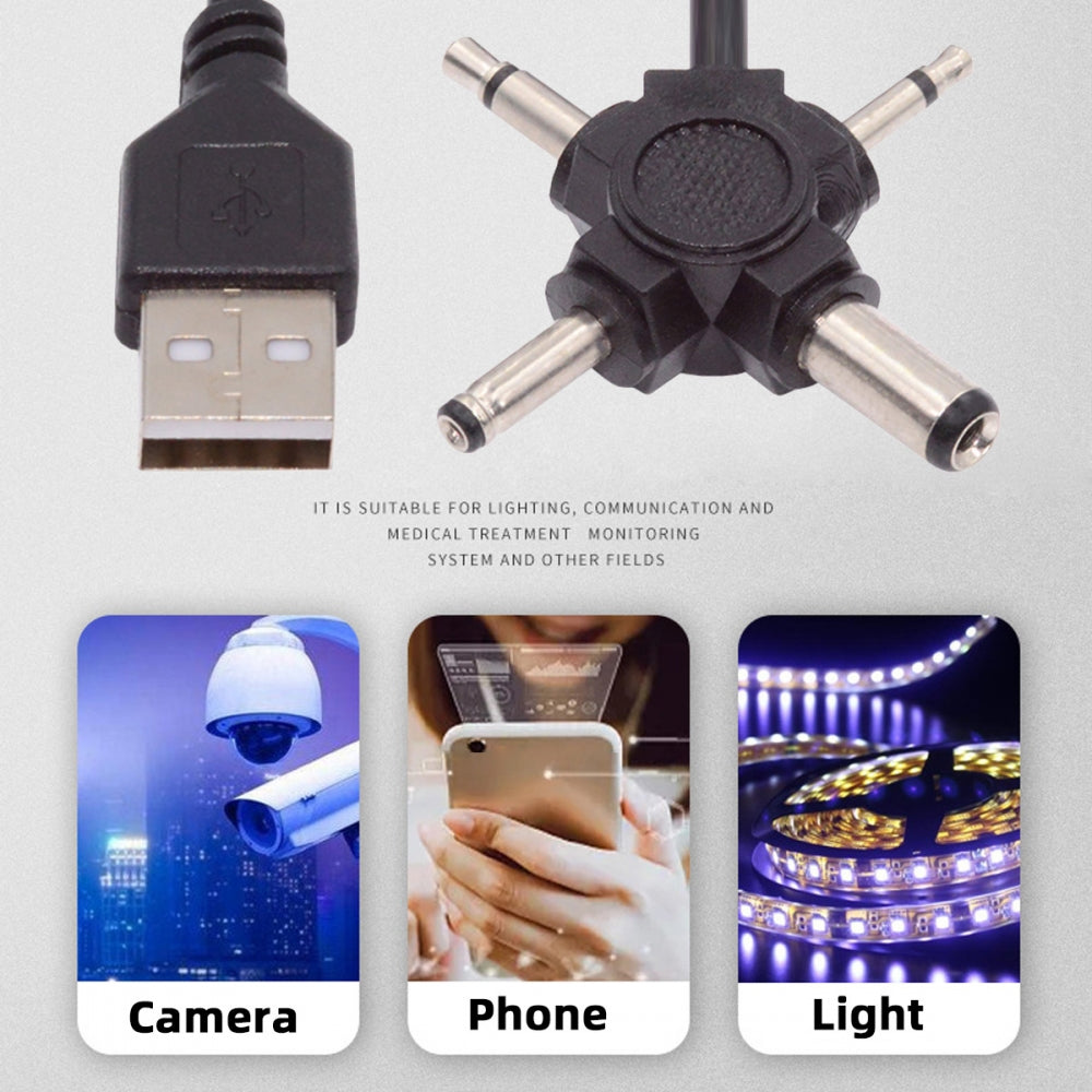 CY USB 2.0 Type-A Male to 4-in-1 DC 5V 5.5x2.1mm 4.0x1.7mm Mono 3.5mm 2.5mm Power Plug Barrel Connector Charge Cable PW-010-MO