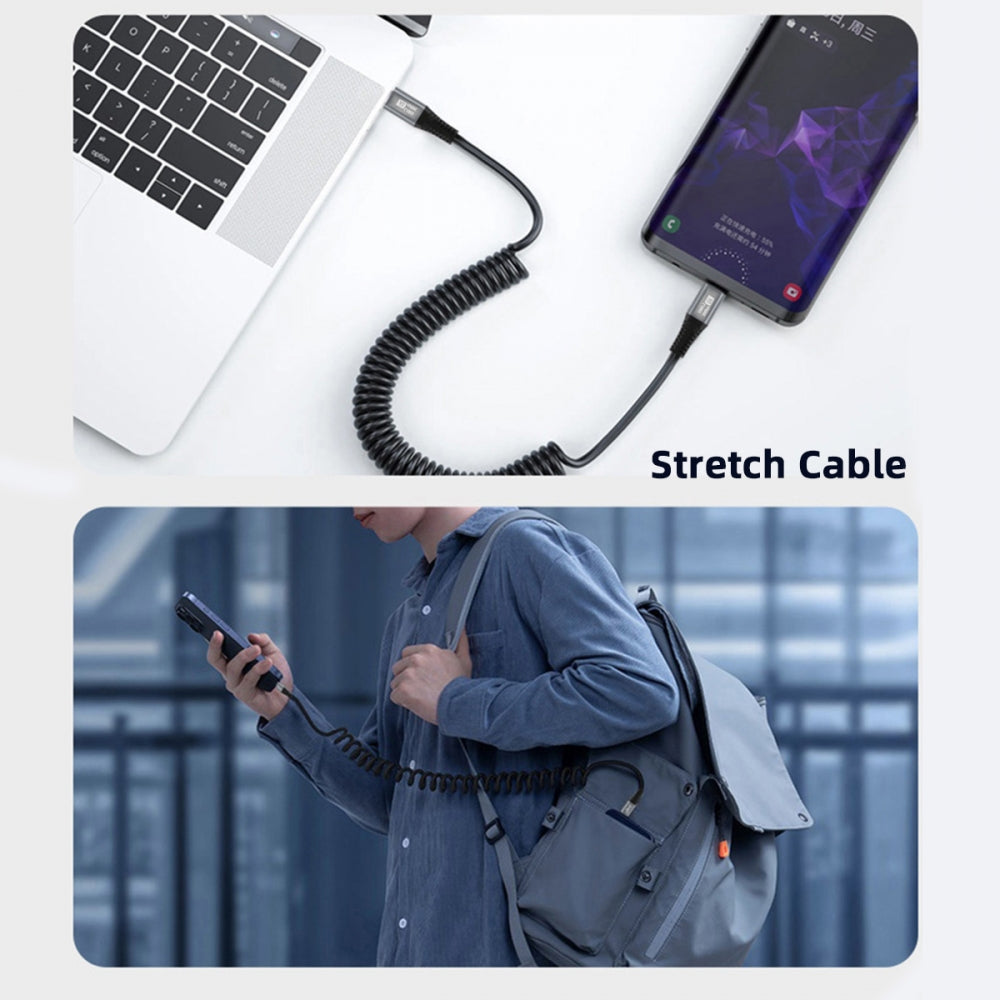 CY Stretch Coiled USB-C USB4 Cable 20Gbps 100W 8K for Laptop Keyboard Tablet Type-C Male to Female Extension Cable Power & Data UC-164-CF-1.8M