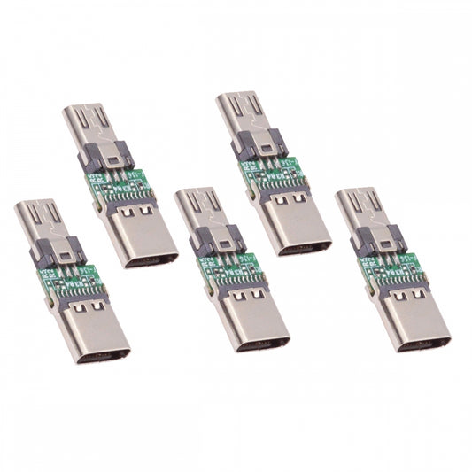 CY 5pcs/lot Micro USB 2.0 5Pin Male Connector to USB Type-C Female Power Data PCBA Adapter for Tablet Phone Laptop CN-016-CF