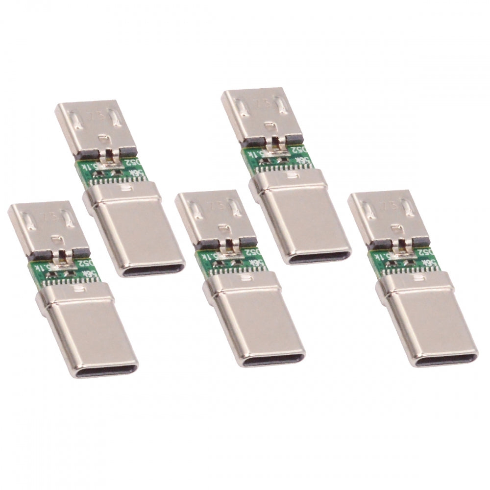 CY 5pcs/lot Micro USB 2.0 5Pin Female Connector to USB Type-C Male Power Data PCBA Adapter for Tablet Phone Laptop CN-016-CM