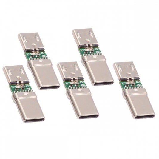 CY 5pcs/lot Micro USB 2.0 5Pin Female Connector to USB Type-C Male Power Data PCBA Adapter for Tablet Phone Laptop CN-016-CM