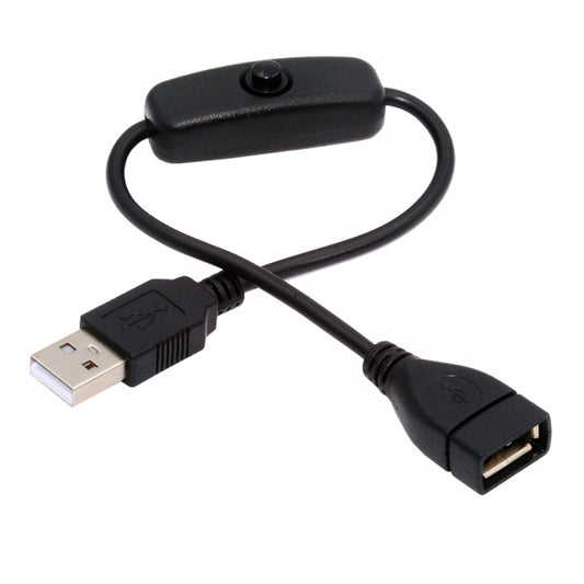 CY USB2.0 Cable with On Off Power Switch Button USB Type-A Male to Female for DC 5V Desk Lamp Fan Camera PW-012-AM