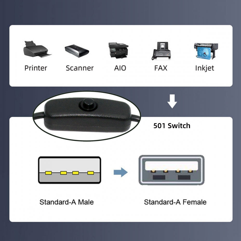 CY USB2.0 Cable with On Off Power Switch Button USB Type-A Male to Female for DC 5V Desk Lamp Fan Camera PW-012-AM