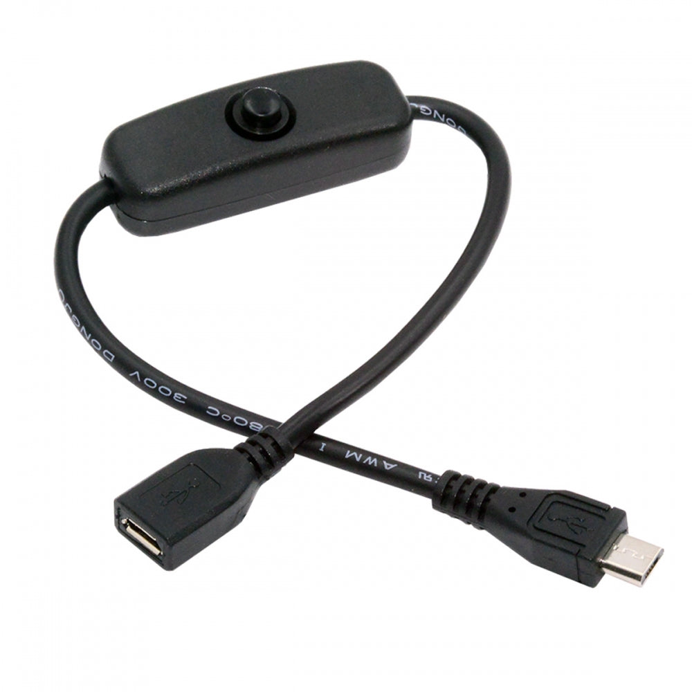 CY Micro USB2.0 Cable with On Off Power Switch Button Micro 5Pin Male to Female for DC 5V Desk Lamp Fan Camera PW-012-MM