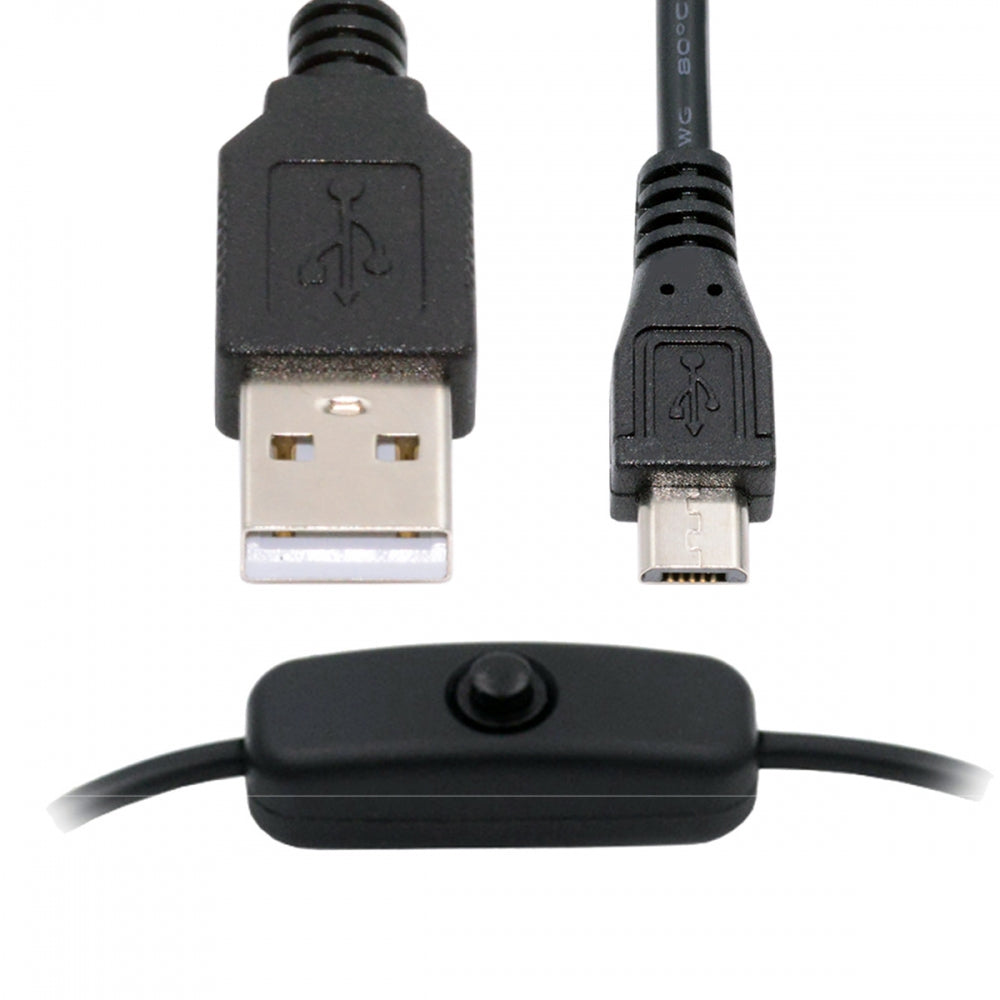 CY Micro USB2.0 to Type-A Cable with On Off Power Switch Button Micro 5Pin for DC 5V Desk Lamp Fan Camera PW-015-MM