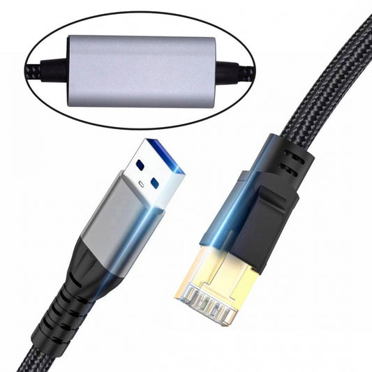 CY USB to Ethernet Cable USB3.0 Type-A to RJ45 Male Cord Directly Connected 1000Mbps Gigabit LAN Network Compatible with USB2.0 UT-024-AM