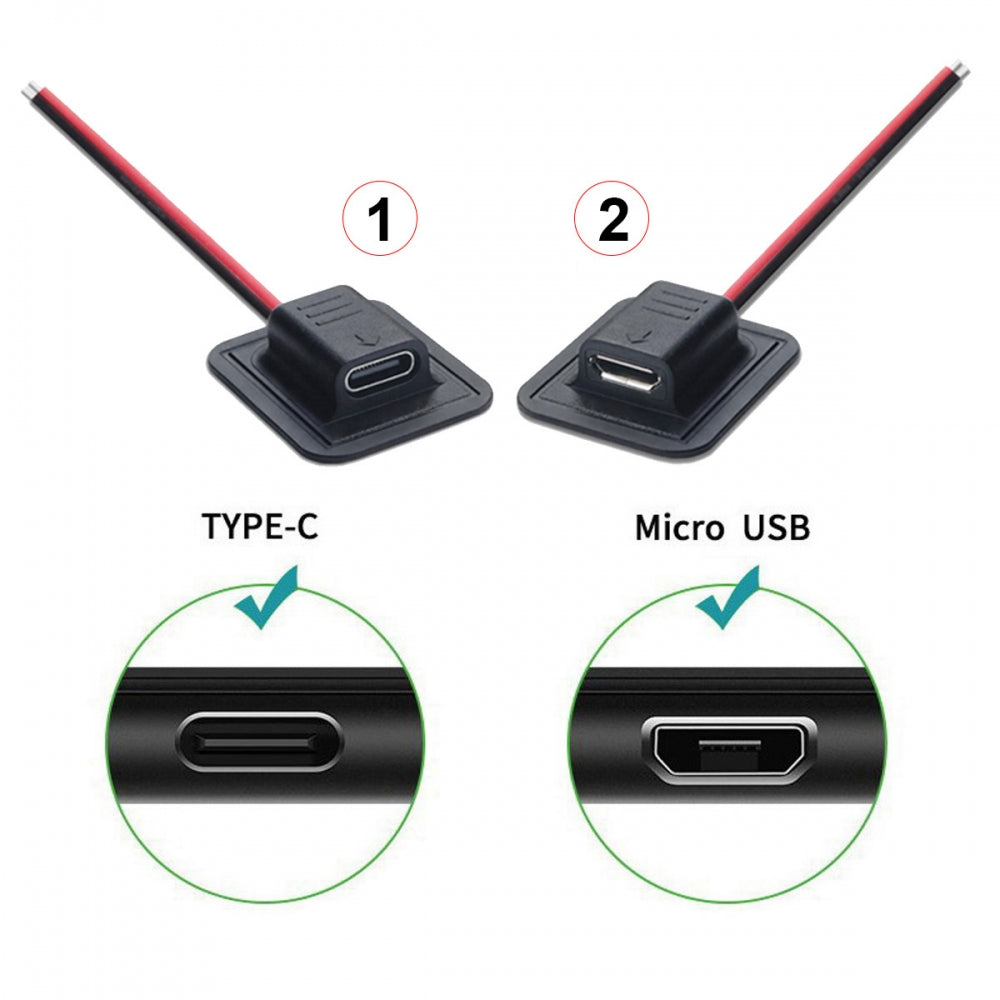 CY 4pcs/lot Type-C Micro-USB DC 5.5x2.1mm 3.5X1.35mm Power Extension Cable for Backpack Charging Electric Heating Pads