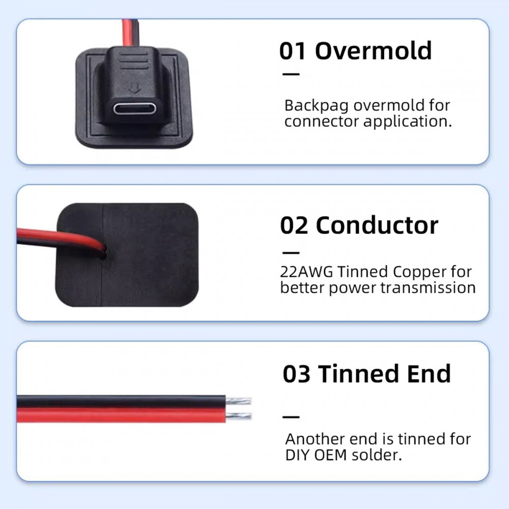 CY 4pcs/lot Type-C Micro-USB DC 5.5x2.1mm 3.5X1.35mm Power Extension Cable for Backpack Charging Electric Heating Pads