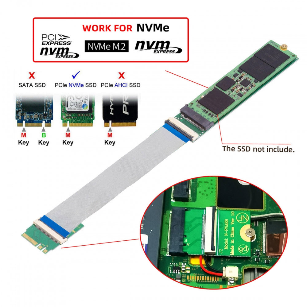 CY 2230 NGFF A+E-Key Male to NVME M-key Female Extension Cable for Laptop Mainboard SSD 2280