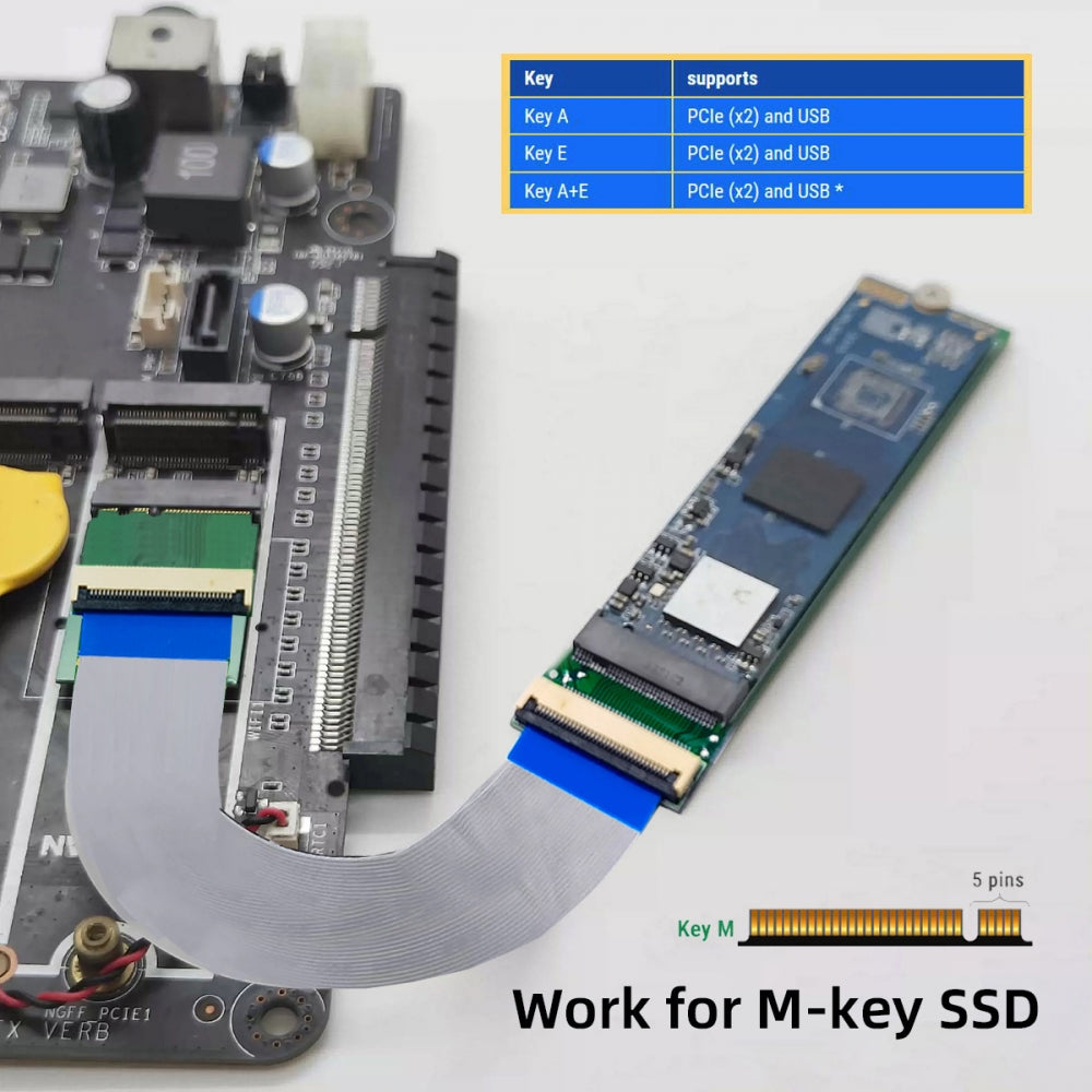 CY 2230 NGFF A+E-Key Male to NVME M-key Female Extension Cable for Laptop Mainboard SSD 2280