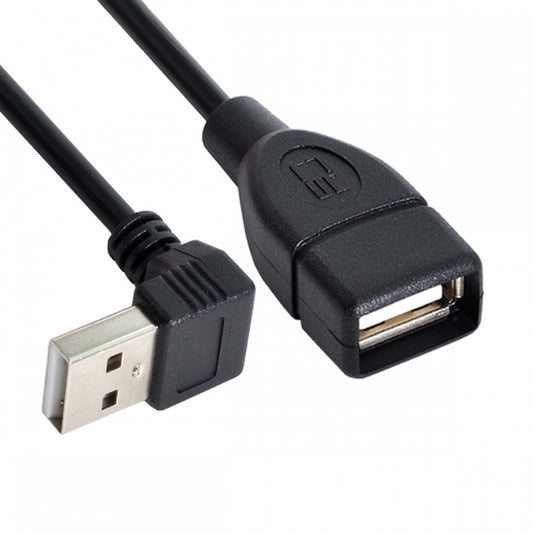 CY USB 2.0 Type-A Male to USB Female M-F Extension Cable 20cm 90 Degree Down Angled Type