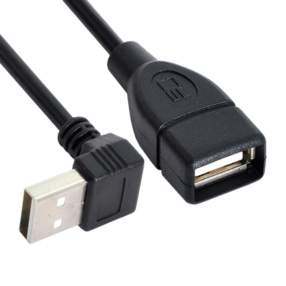 CY USB 2.0 Type-A Male to USB Female M-F Extension Cable 20cm 90 Degree Up Angled Type