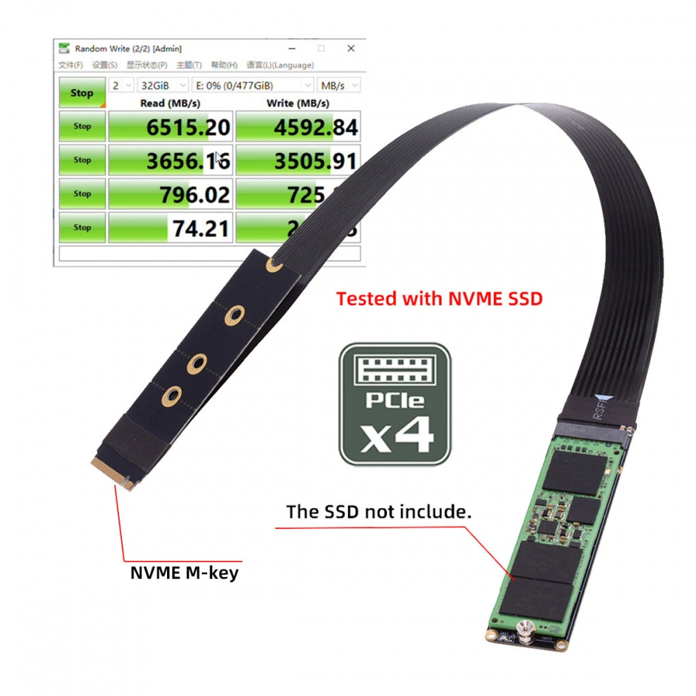 CY NGFF M-Key NVME Male to Female Extension PCI Express Cable 30cm PCI-E 4.0 for Mainboard SSD 2230/2242/2260/2280