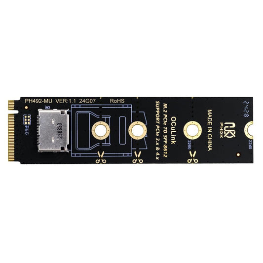 CY 2280 PCI-E4.0 M.2 M-key to Oculink SFF-8612 SFF-8611 Vertical Host Adapter for NVME U.2 SSD eGPU